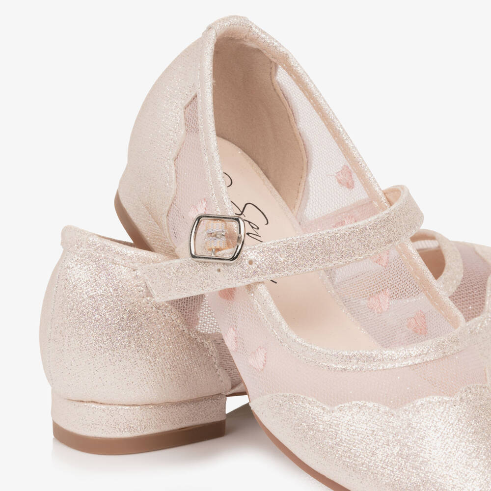 Sevva-Girl Glittery Pink Faux Leather & Mesh Mary Jane Shoes | Childrensalon