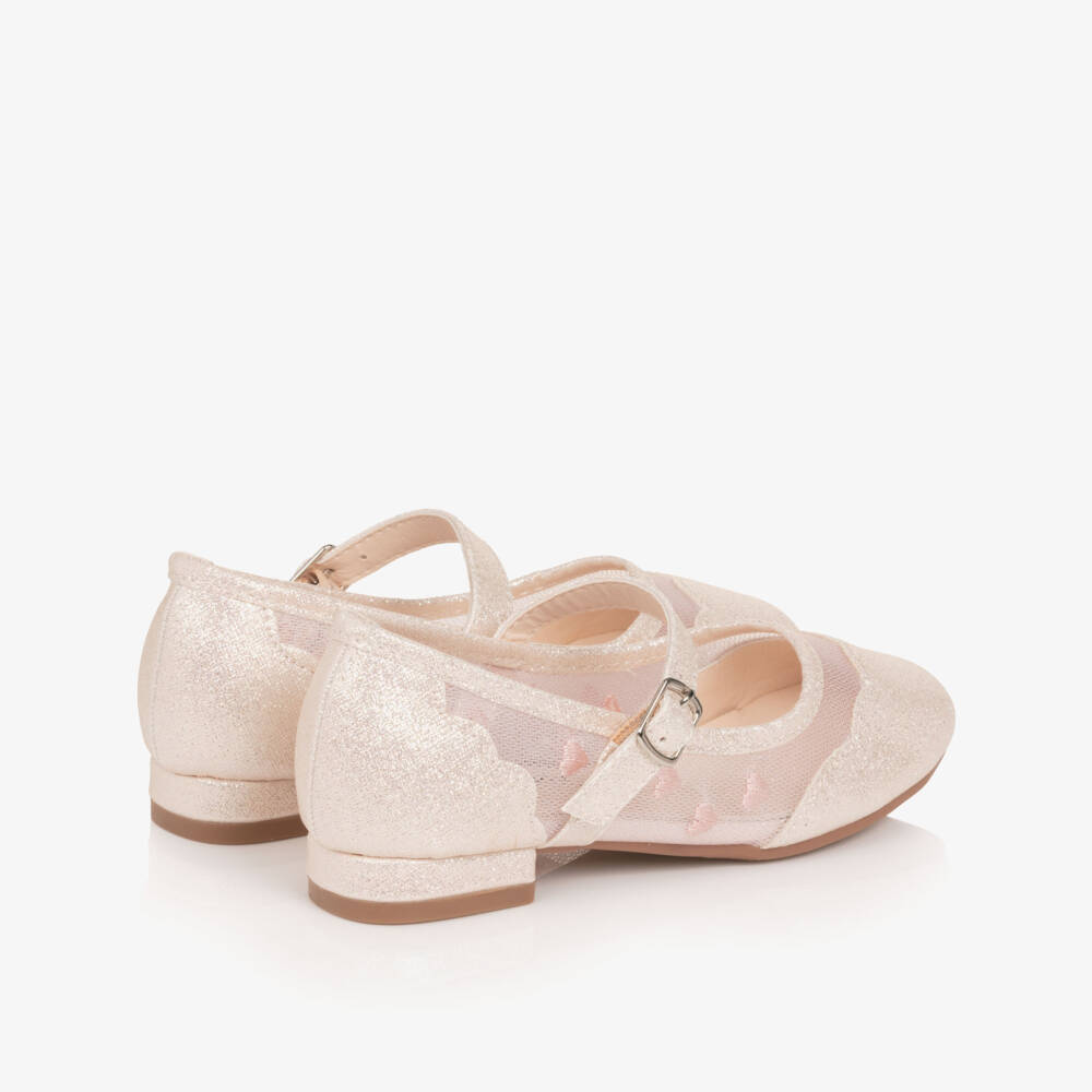 Sevva-Girl Glittery Pink Faux Leather & Mesh Mary Jane Shoes | Childrensalon