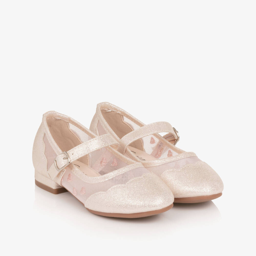 Sevva-Girl Glittery Pink Faux Leather & Mesh Mary Jane Shoes | Childrensalon