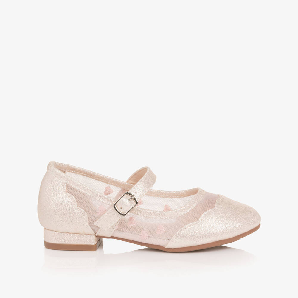 Sevva-Girl Glittery Pink Faux Leather & Mesh Mary Jane Shoes | Childrensalon
