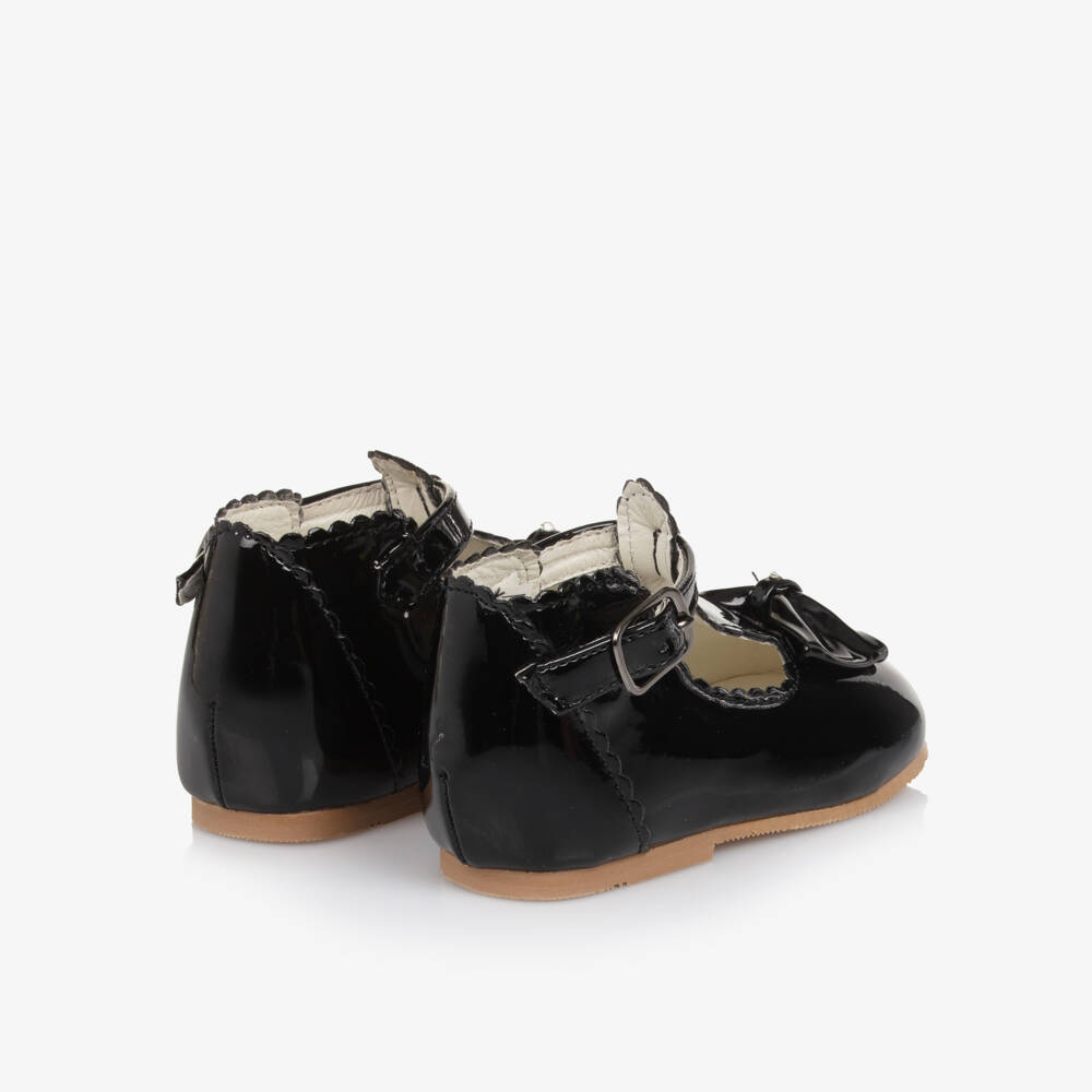 Sevva-Girls Black Faux Patent Leather First Walkers | Childrensalon