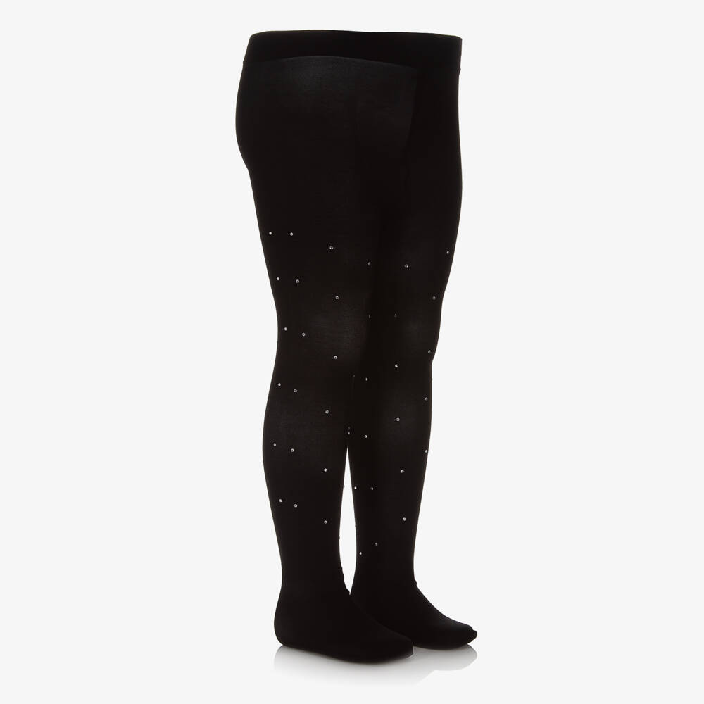 Sevva-Колготки черные полупрозрачные со стразами для девочек | Childrensalon