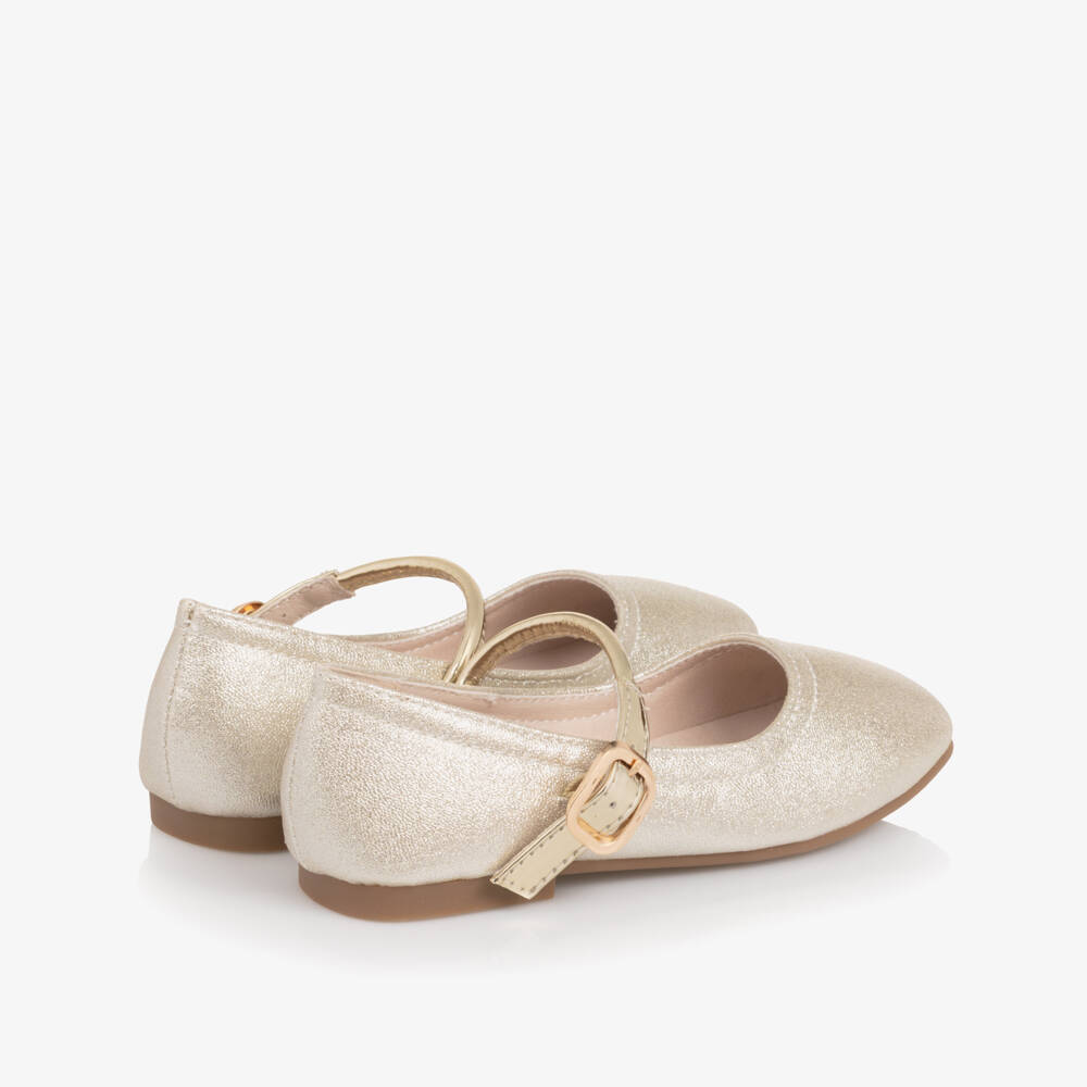 Sevva-Girls Glittery Gold Faux Leather Bar Shoes | Childrensalon