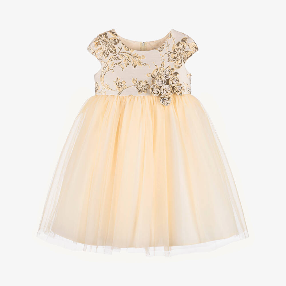 Sevva-Girls Gold Brocade & Tulle Dress | Childrensalon