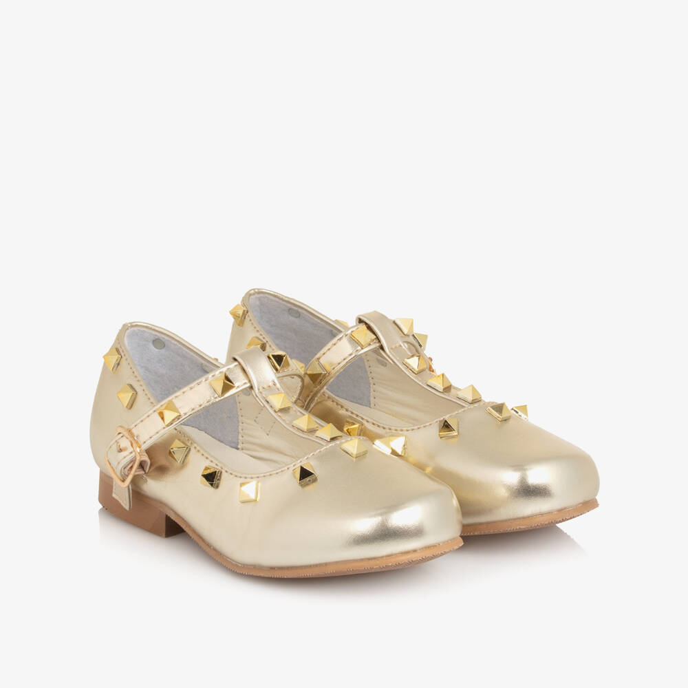Sevva-حذاء بسير مرصع جلد صناعي لون ذهبي للبنات | Childrensalon