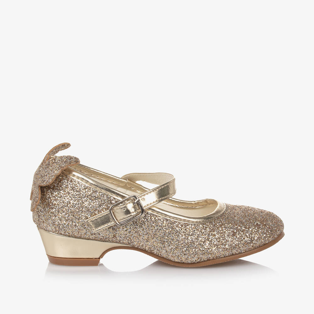 Sevva-Girls Gold Glitter Butterfly Shoes  | Childrensalon