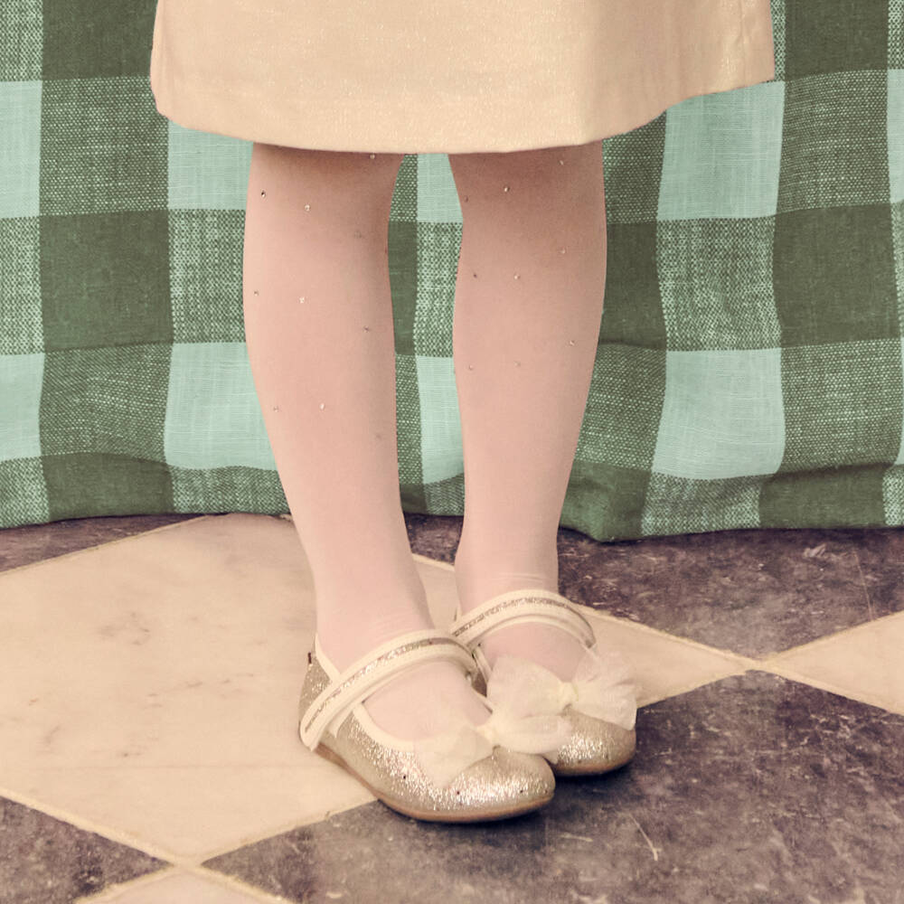 Sevva-Girls Ivory Diamanté Tights | Childrensalon