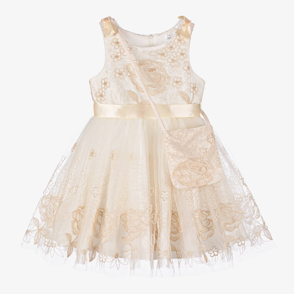 Sevva-Girls Ivory Embroidered Tulle Dress Set | Childrensalon