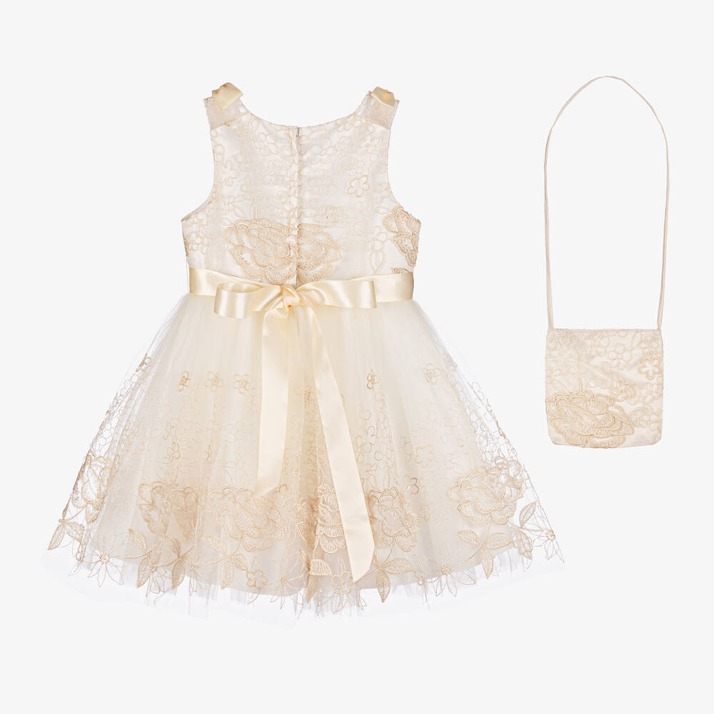 Sevva-Girls Ivory Embroidered Tulle Dress Set | Childrensalon