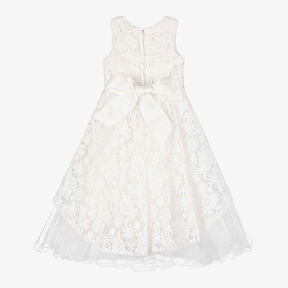 Sevva-Girls Ivory Guipure Lace & Tulle Dress | Childrensalon