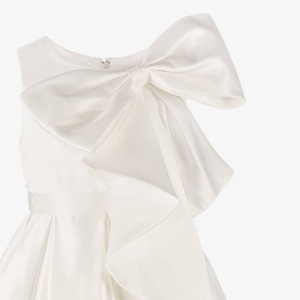 Sevva-Girls Ivory Satin Dress with Bow | Childrensalon