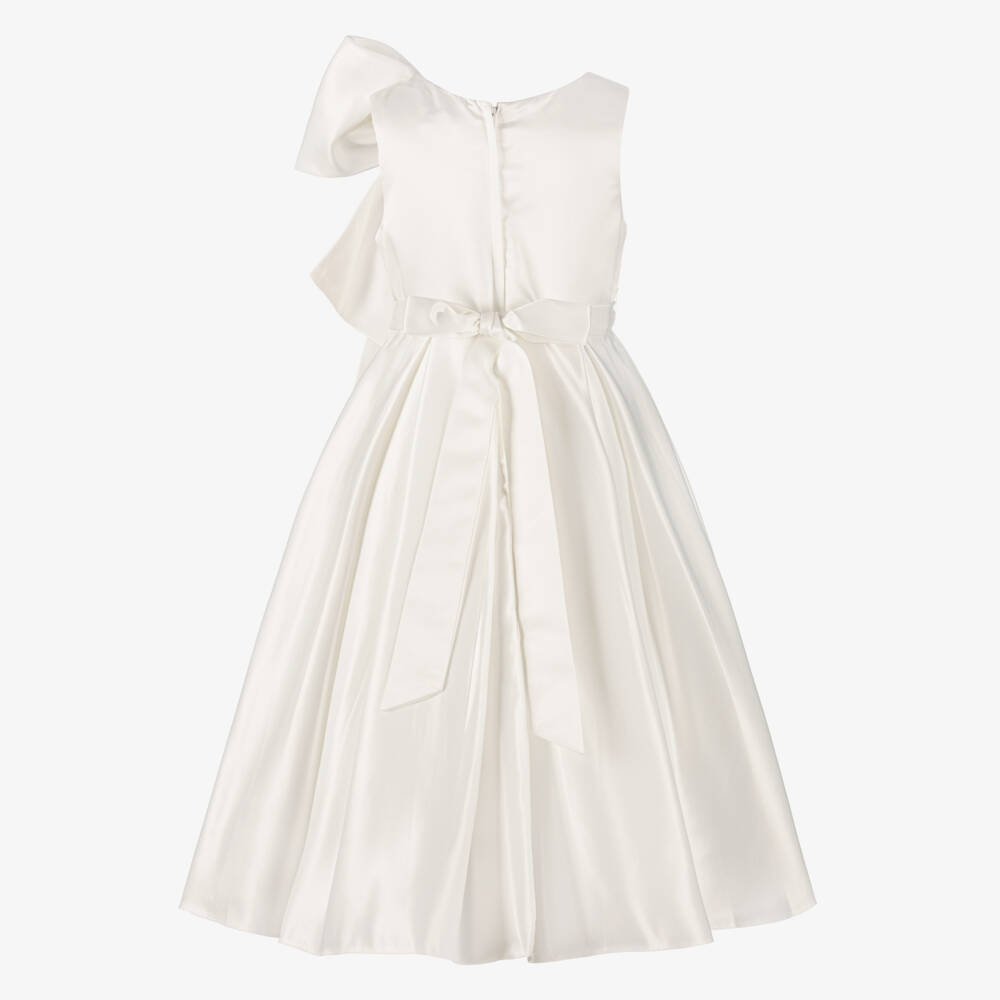 Sevva-Girls Ivory Satin Dress with Bow | Childrensalon