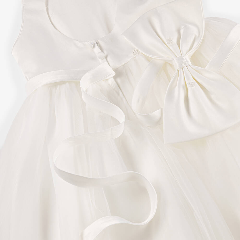 Sevva-Girls Ivory Tulle Ceremony Dress with Keyhole Back | Childrensalon