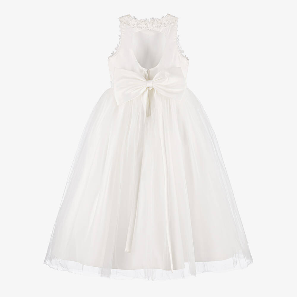 Sevva-Girls Ivory Tulle Ceremony Dress with Keyhole Back | Childrensalon