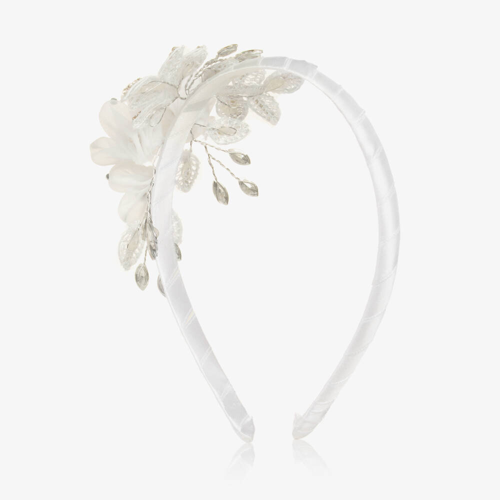 Sevva-Girls Ivory Tulle Flower Hairband | Childrensalon