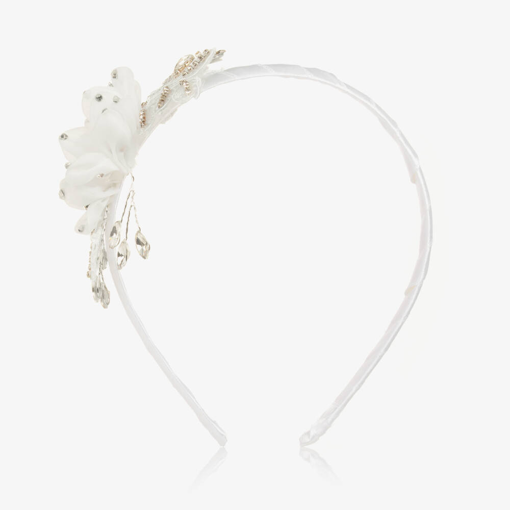 Sevva-Girls Ivory Tulle Flower Hairband | Childrensalon