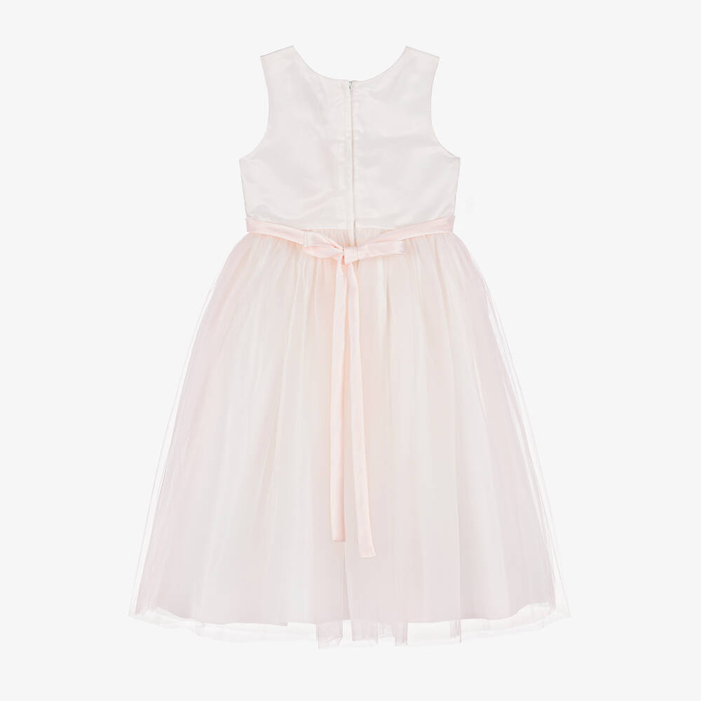 Sevva-Girls Pink Embroidered Tulle Dress | Childrensalon