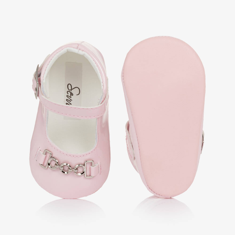 Sevva-حذاء ما قبل المشي جلد لامع لون زهري للبنات | Childrensalon