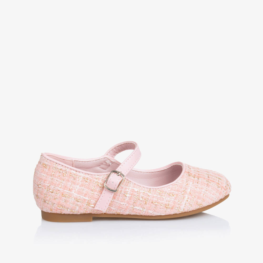 Sevva-حذاء تويد لون زهري وذهبي للبنات | Childrensalon