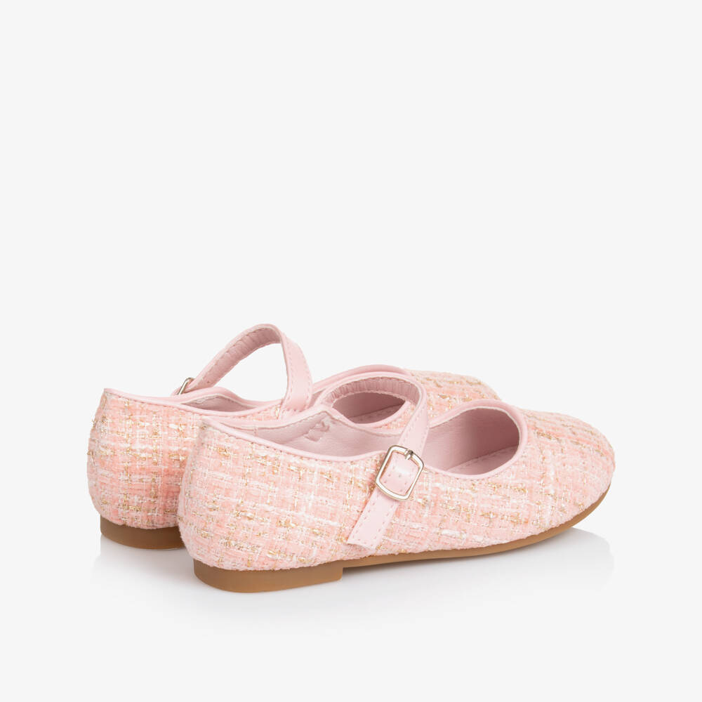 Sevva-حذاء تويد لون زهري وذهبي للبنات | Childrensalon