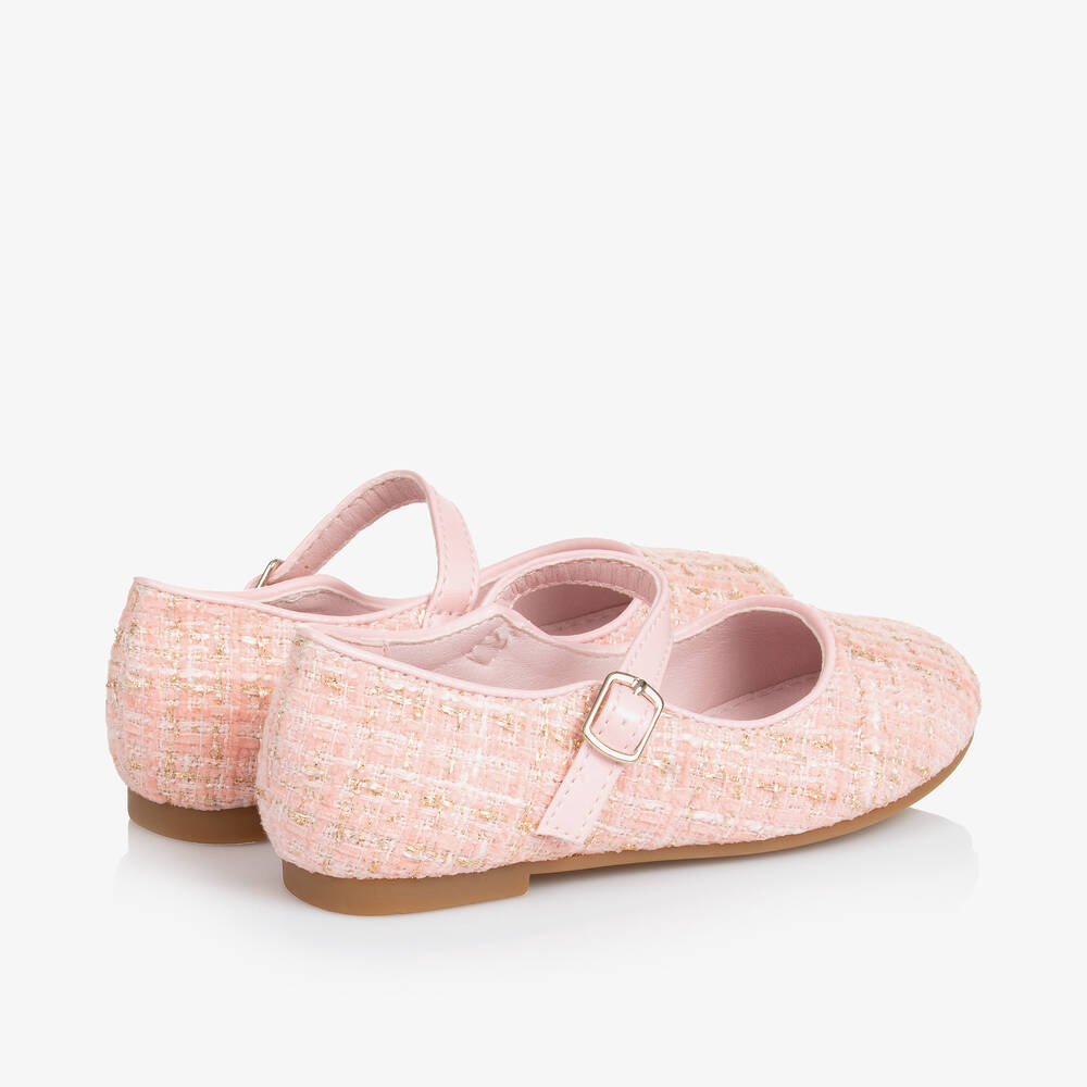 Sevva-Girls Pink & Gold Tweed Shoes | Childrensalon
