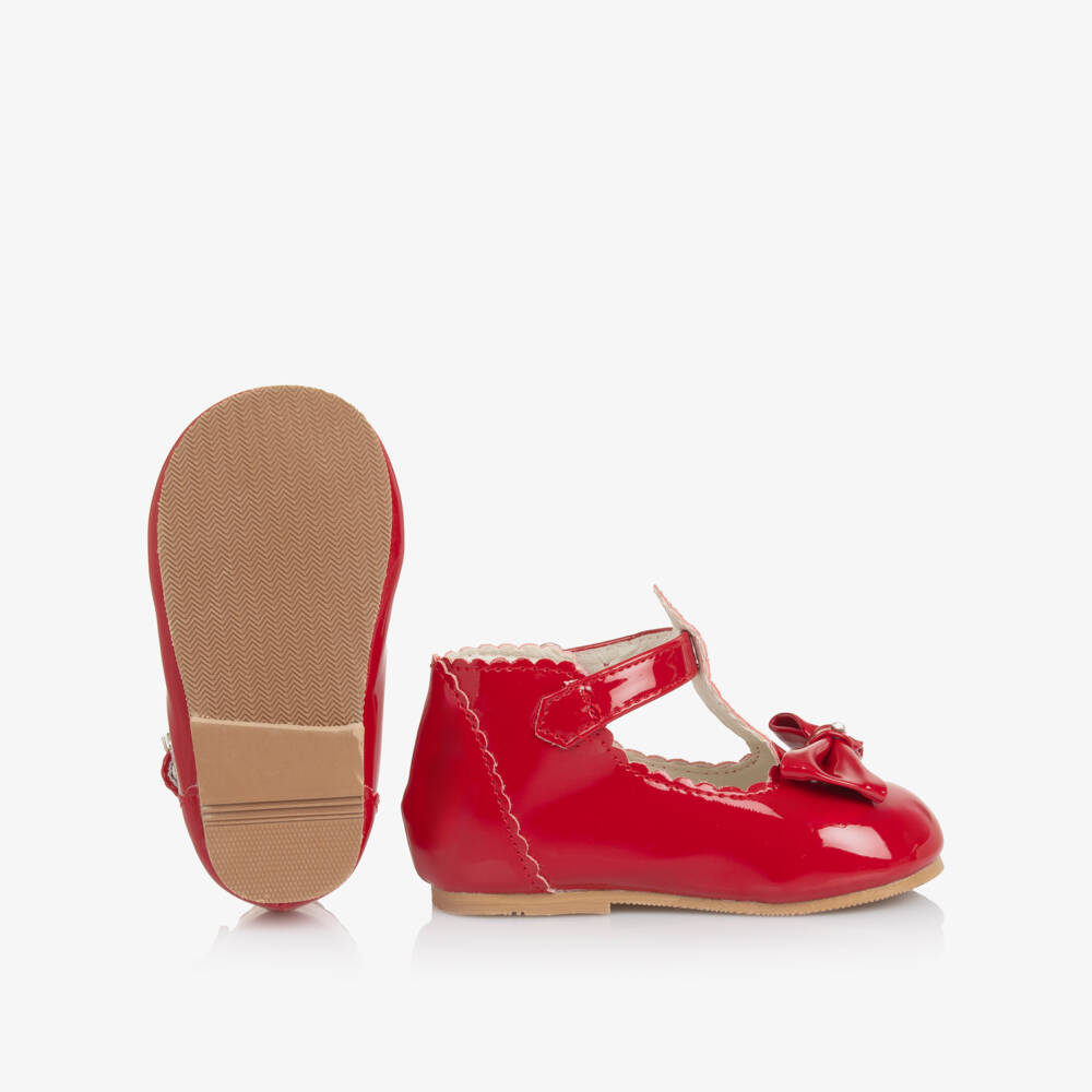 Sevva-Girls Red Faux Patent Leather First Walkers | Childrensalon