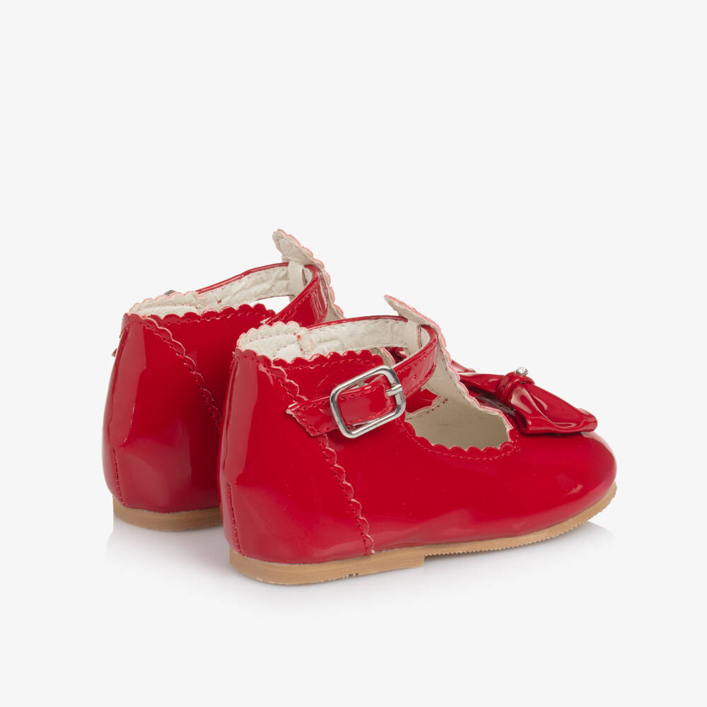 Sevva-Girls Red Faux Patent Leather First Walkers | Childrensalon
