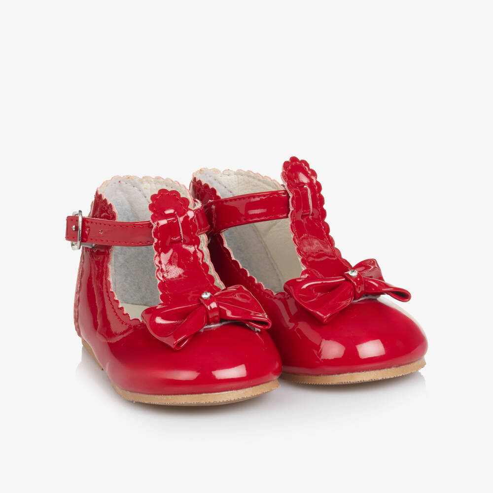 Sevva-Girls Red Faux Patent Leather First Walkers | Childrensalon