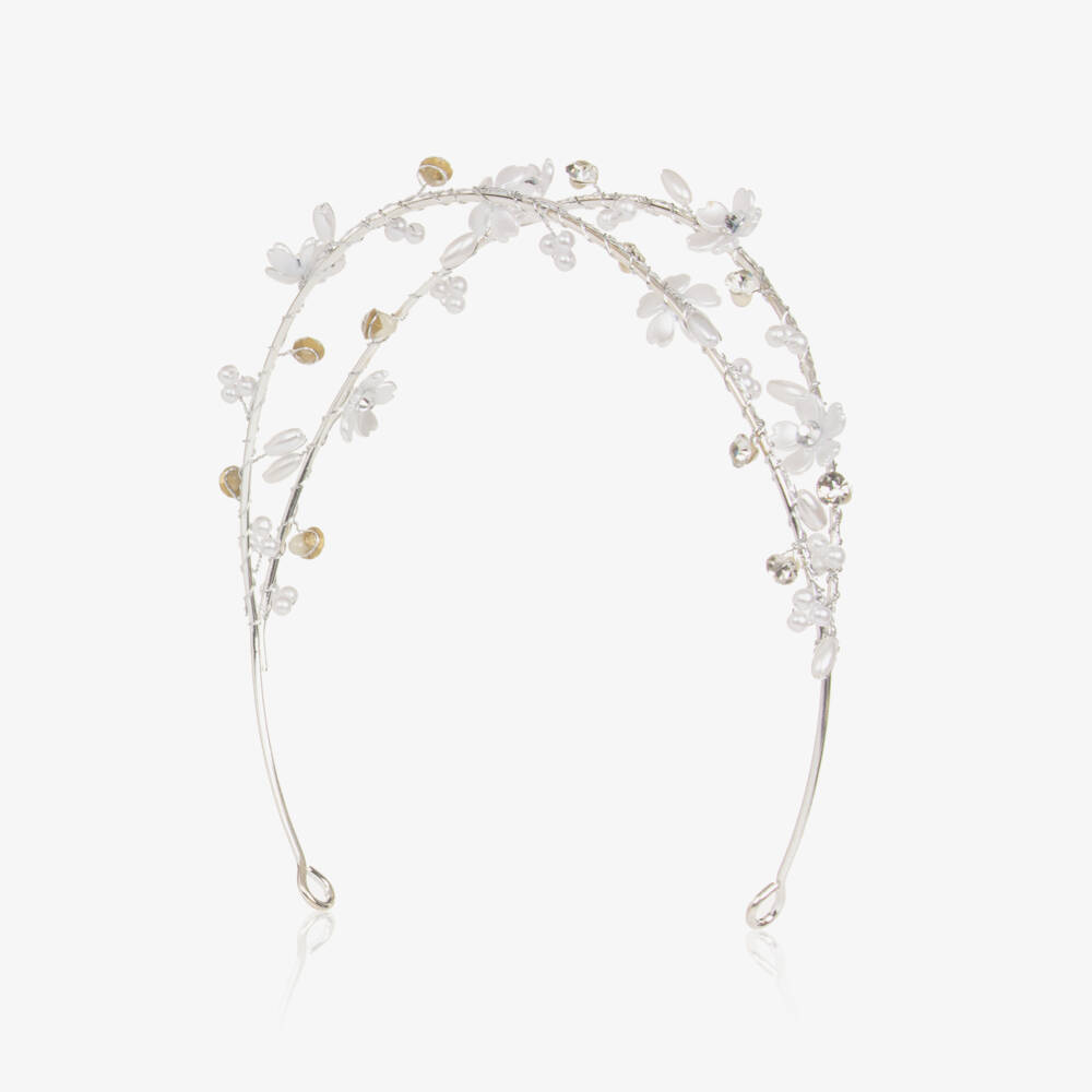 Sevva-Girls Silver Beaded Hairband | Childrensalon