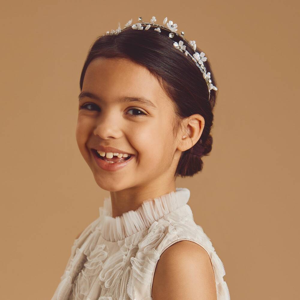 Sevva-Girls Silver Beaded Hairband | Childrensalon