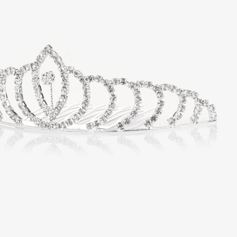 Sevva- تاج شعر لون فضي مرصع بديامونتي للبنات (10 سم) | Childrensalon