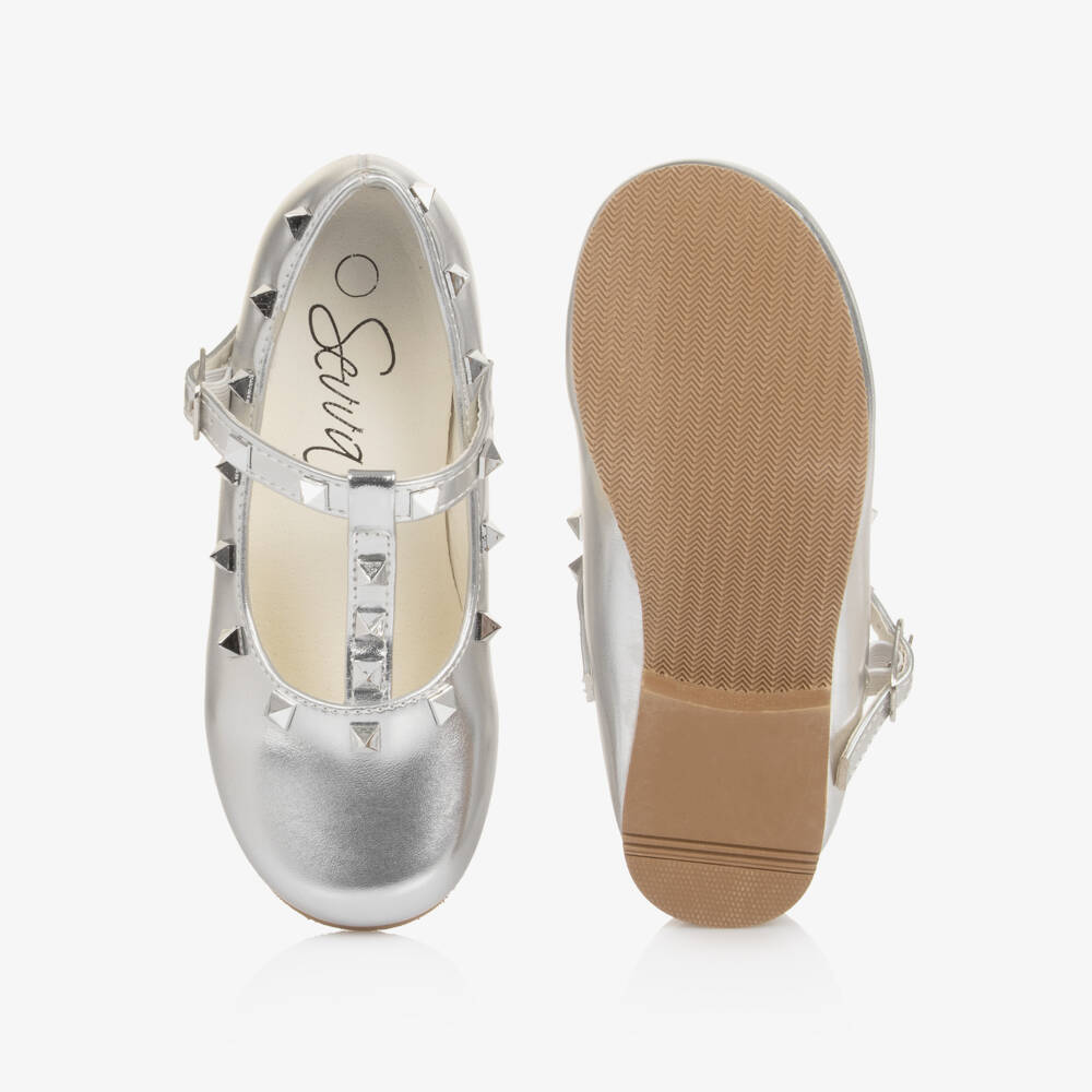 Sevva-حذاء بسير مرصع جلد صناعي لون فضي للبنات | Childrensalon