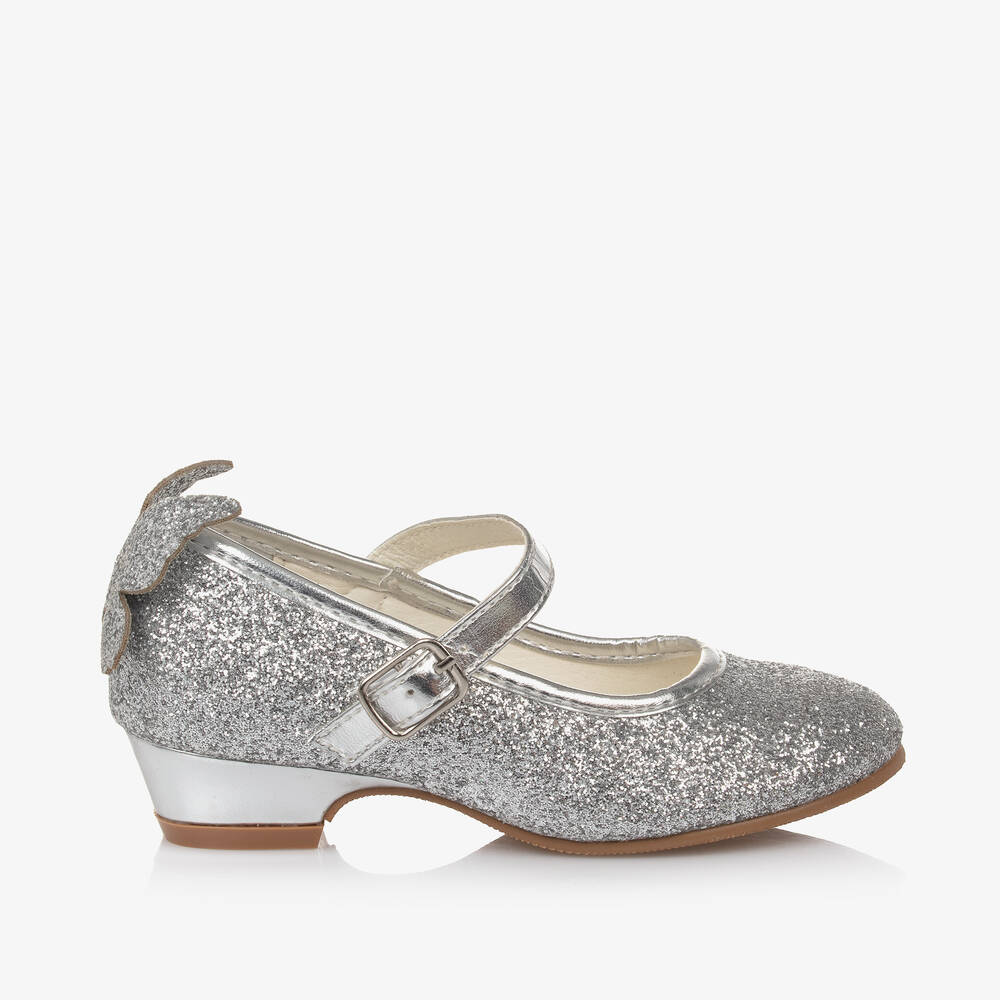 Sevva-Girls Silver Glitter Butterfly Shoes  | Childrensalon
