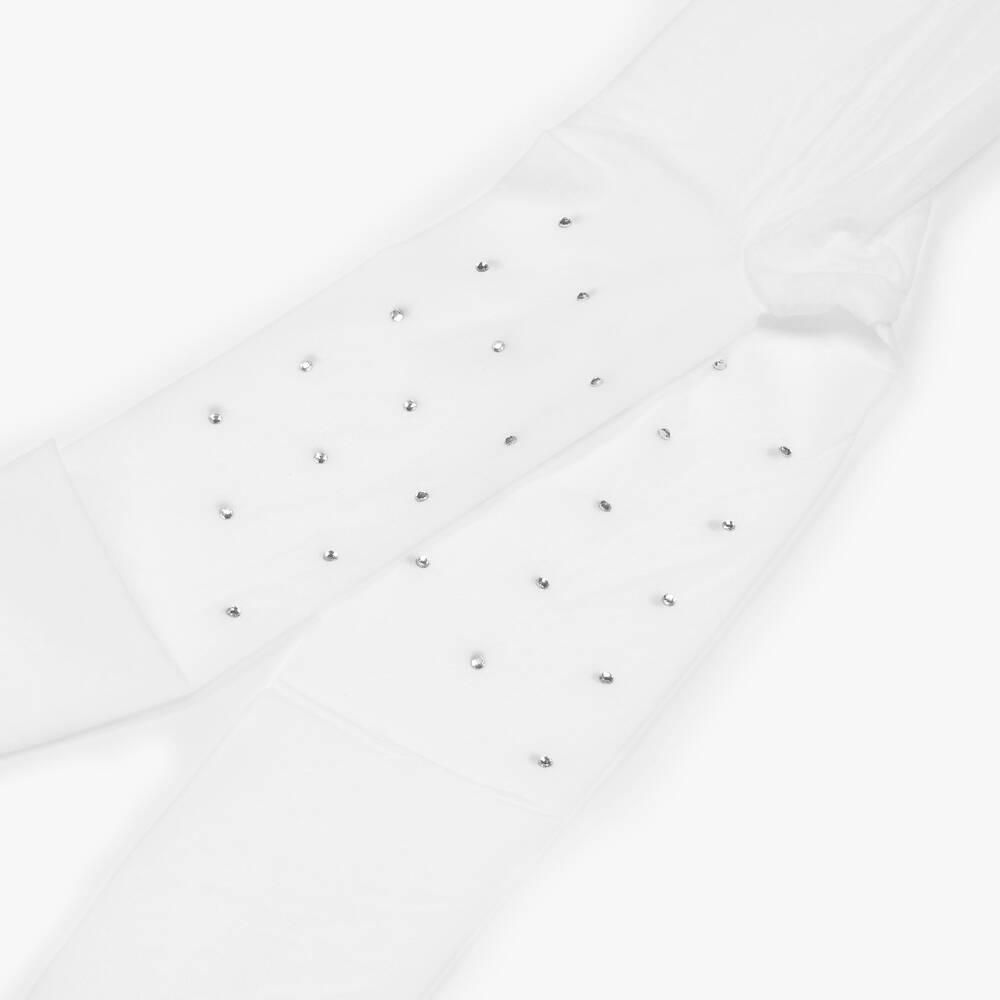 Sevva-Girls White Diamanté Tights | Childrensalon