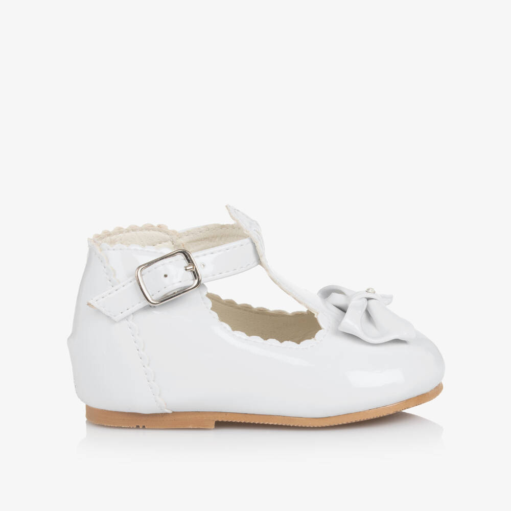 Sevva-Girls White Faux Patent Leather First Walkers | Childrensalon