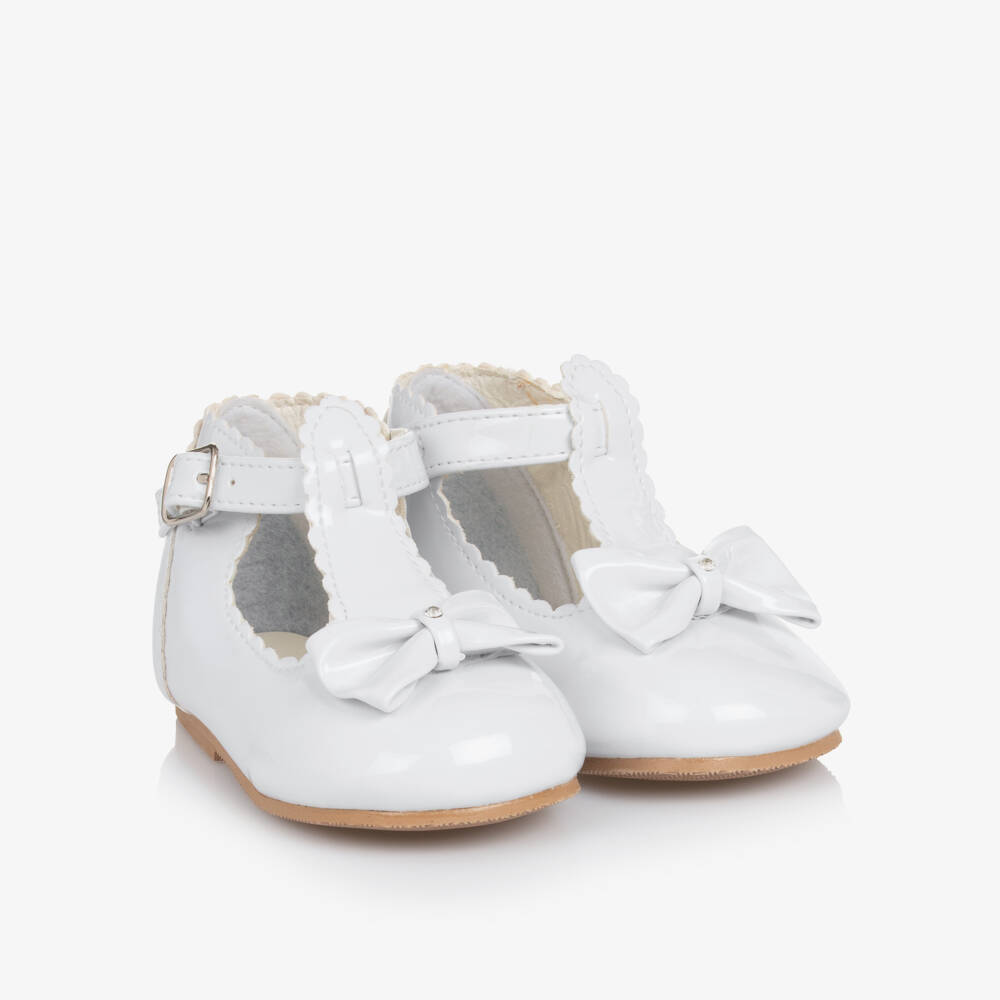Sevva-Girls White Faux Patent Leather First Walkers | Childrensalon