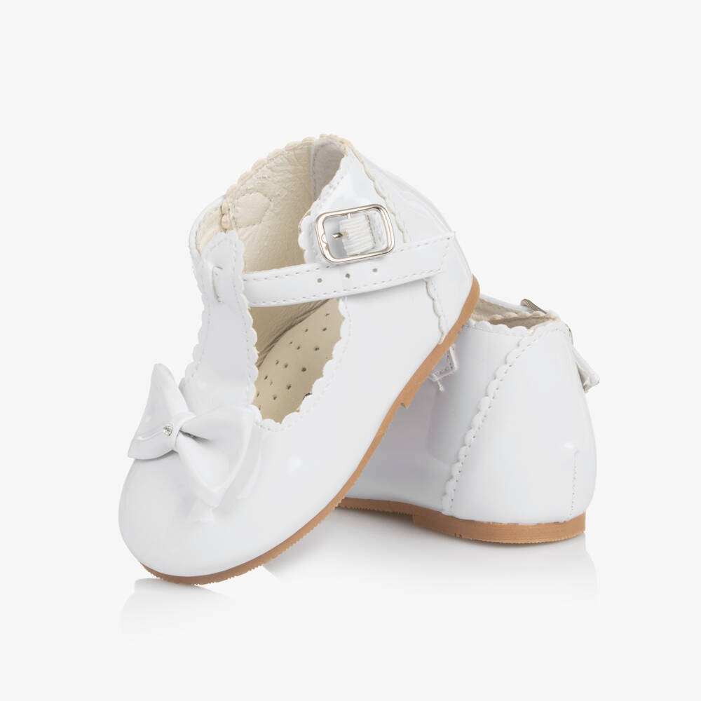 Sevva-Girls White Faux Patent Leather First Walkers | Childrensalon