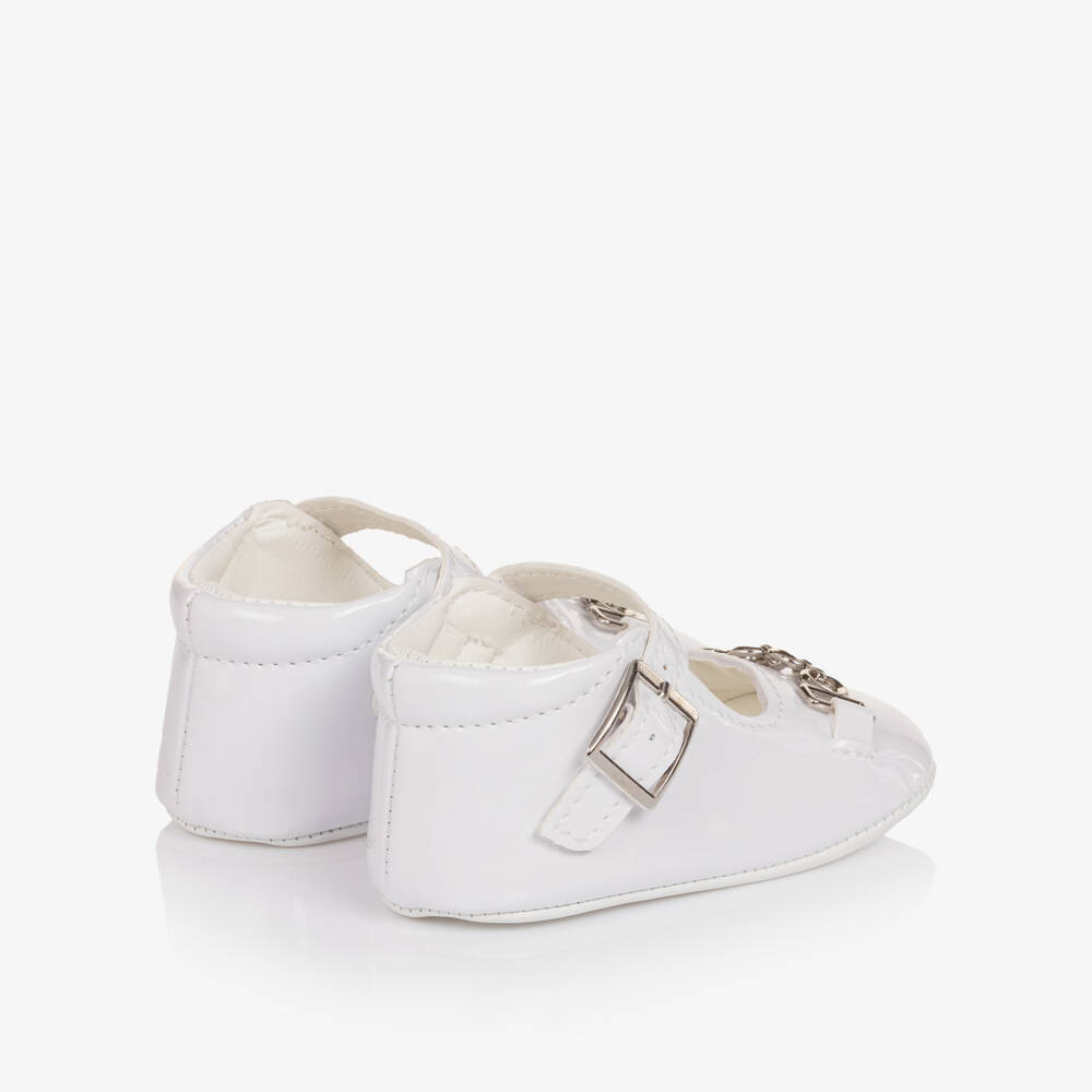 Sevva-حذاء ما قبل المشي جلد لامع لون أبيض للبنات الرضع | Childrensalon