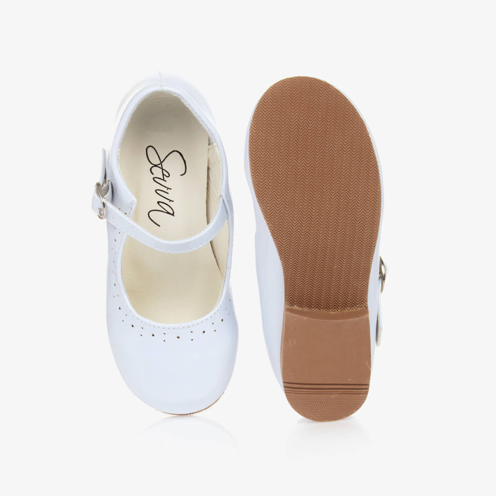 Sevva-Girls White Faux Patent Leather Shoes | Childrensalon