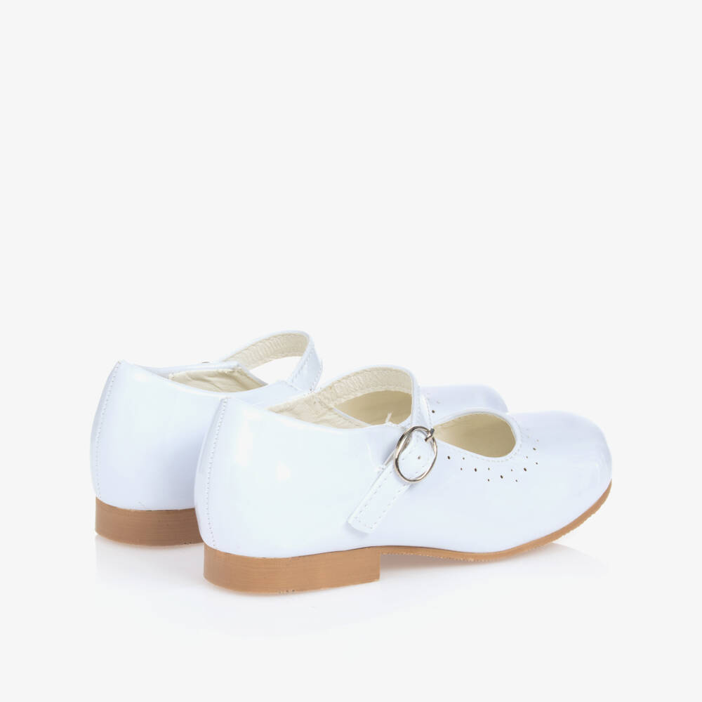 Sevva-Girls White Faux Patent Leather Shoes | Childrensalon