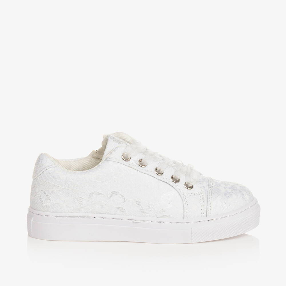 Sevva-Girls White Lace Trainers | Childrensalon