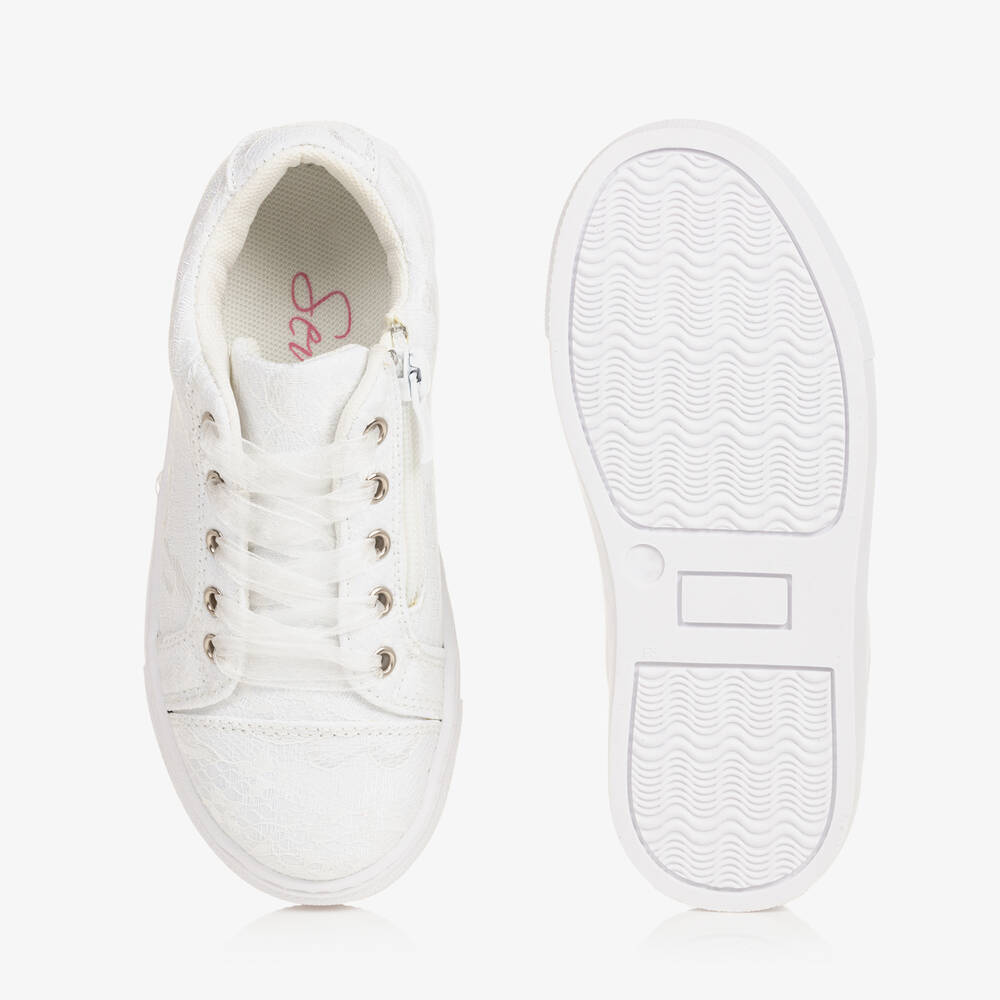Sevva-Girls White Lace Trainers | Childrensalon