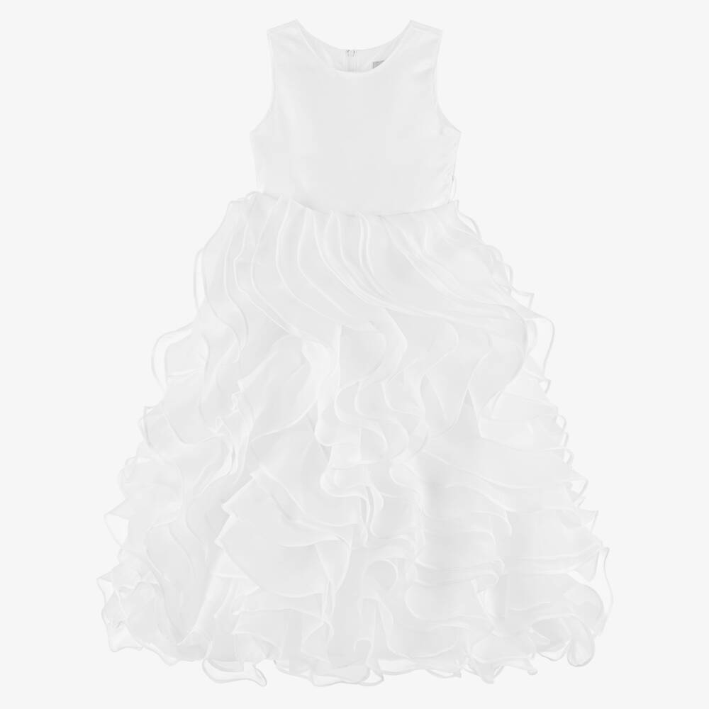 Sevva-Girls White Satin & Organza Dress | Childrensalon