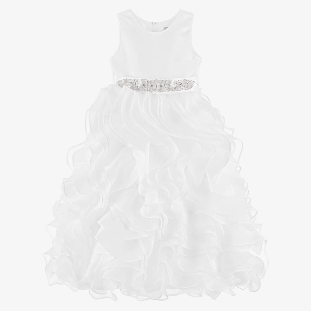 Sevva-Girls White Satin & Organza Dress | Childrensalon