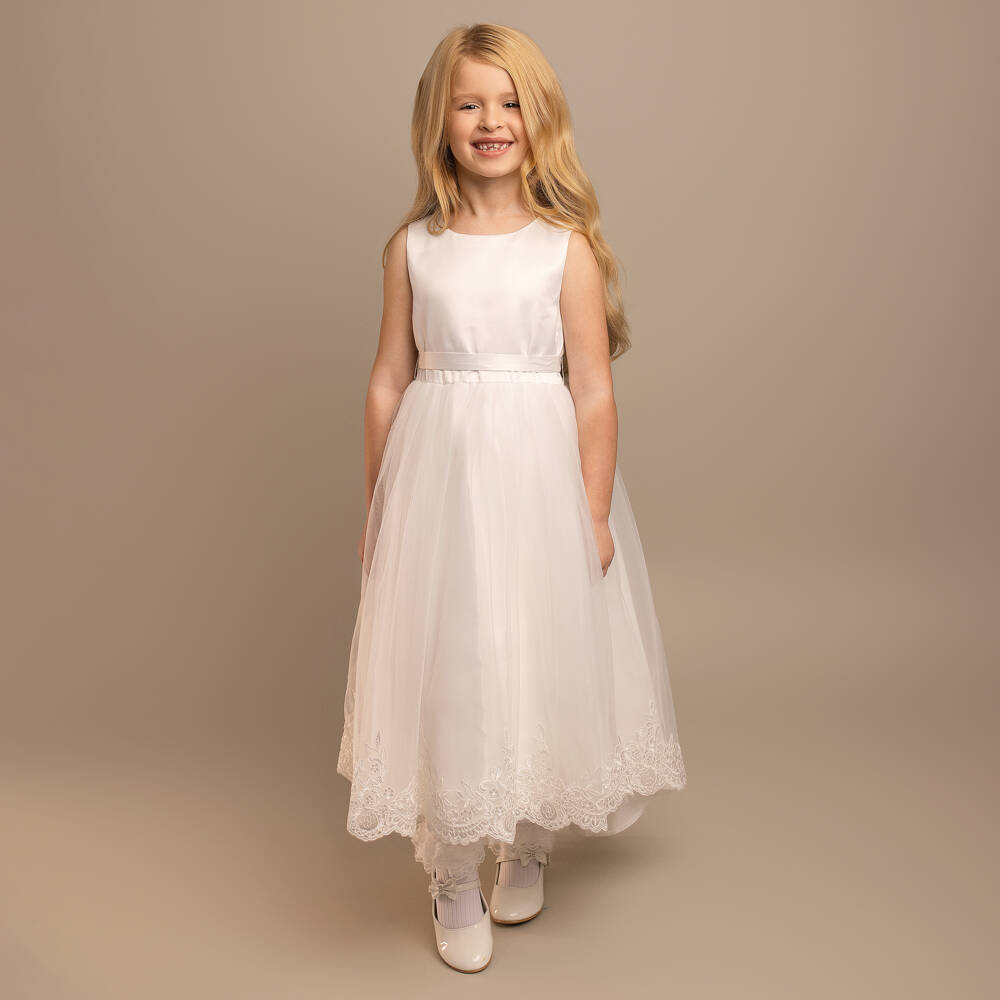 Sevva-Girls White Sleeveless Tulle & Lace Dress | Childrensalon