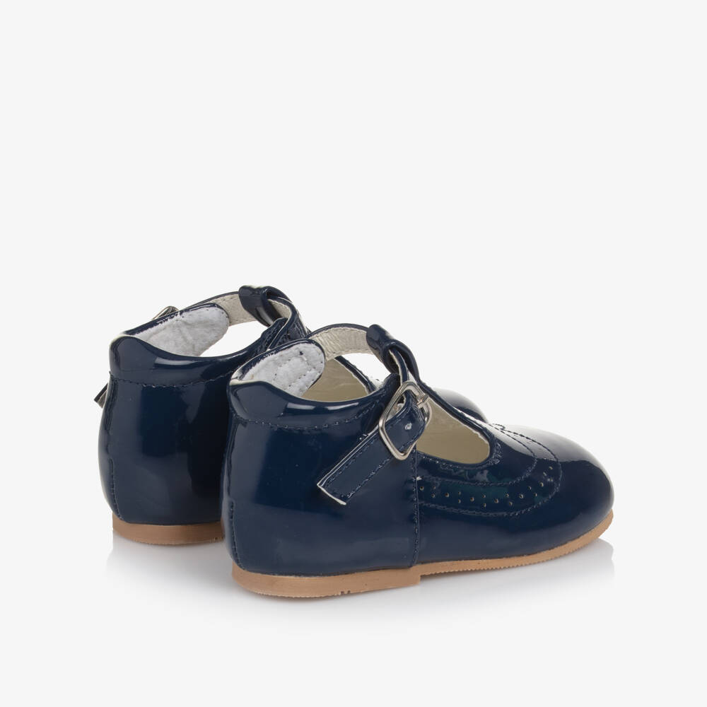 Sevva-Navy Blue Patent Faux Leather First Walker Bar Shoes | Childrensalon