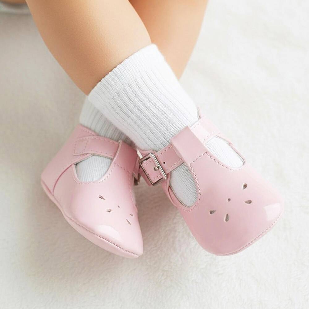Sevva-Pale Pink Faux Patent Leather Pre-Walkers | Childrensalon