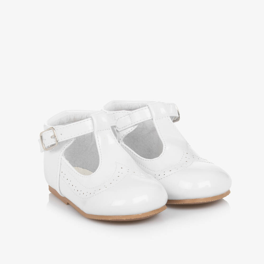 Sevva-Туфли для первых шагов белые лакированные | Childrensalon