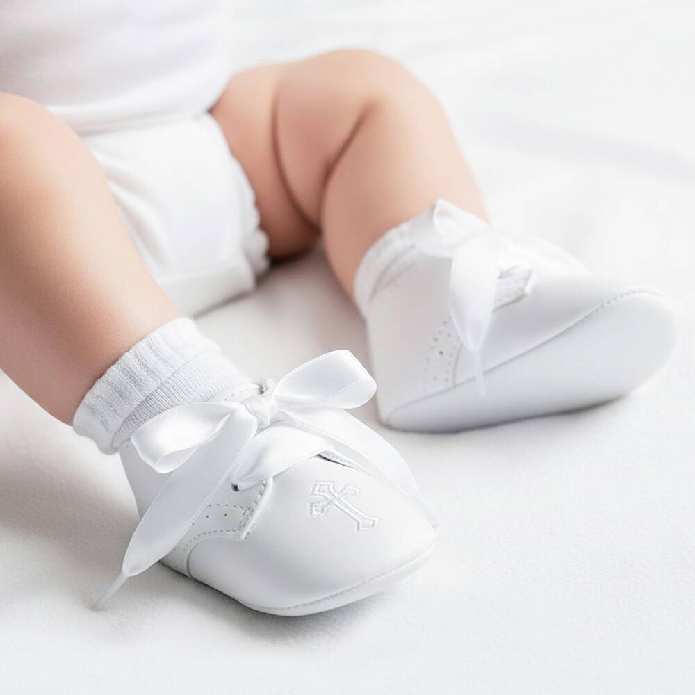 Sevva-White Pre-Walker Ceremony Shoes | Childrensalon