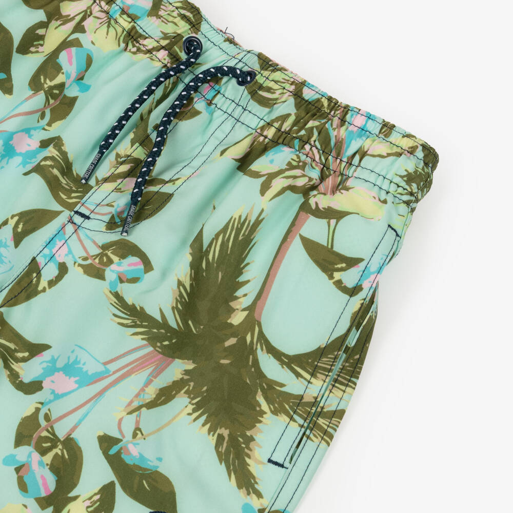 Shade Critters-Boys Green Tropical Print Swim Shorts (UPF50+) | Childrensalon